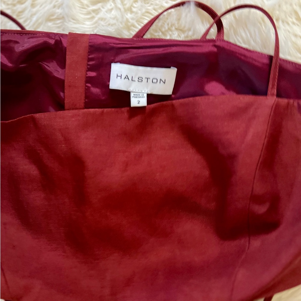 HALSTON NWOT Eli Viscose Linen Blend Brick Dress Size 2 - Picture 13 of 13